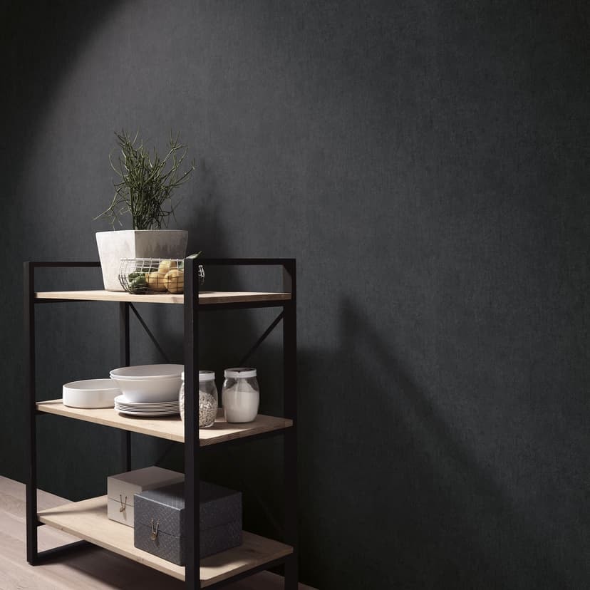 Non-woven tapet betonglook enfärgad i svart