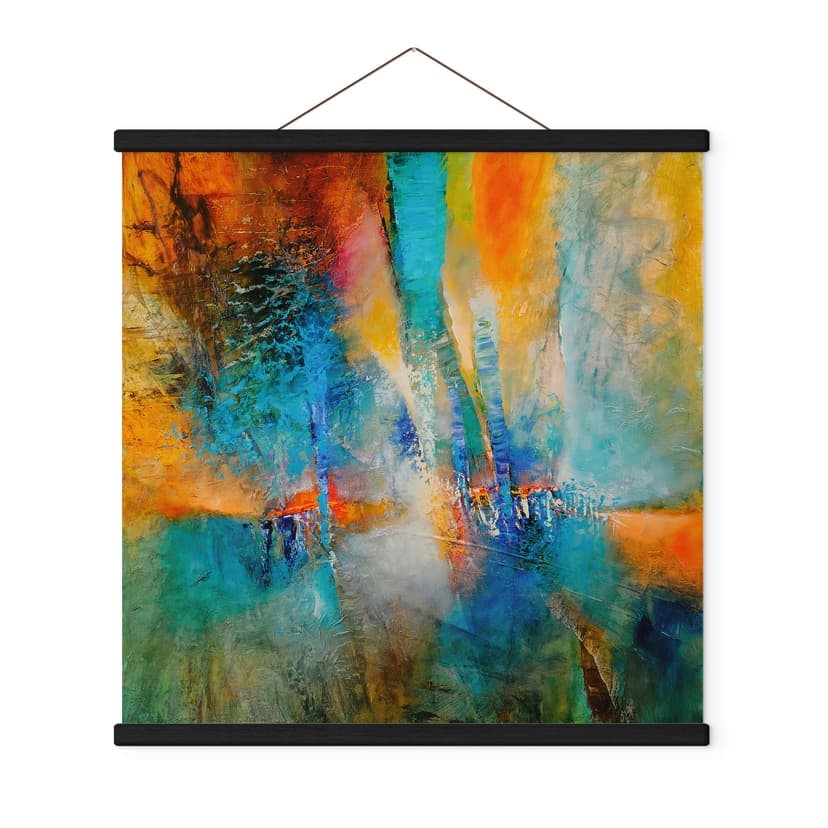 Textil poster Urban light i blått och orange - Schmucker - Square