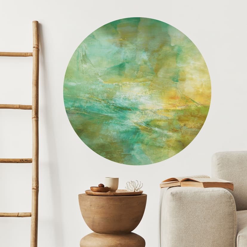 Wallsticker Abstrakt horisont i limegrönt - Schmucker - Rund