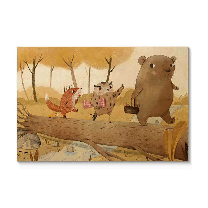 Loske Träposter - Picknick på hösten