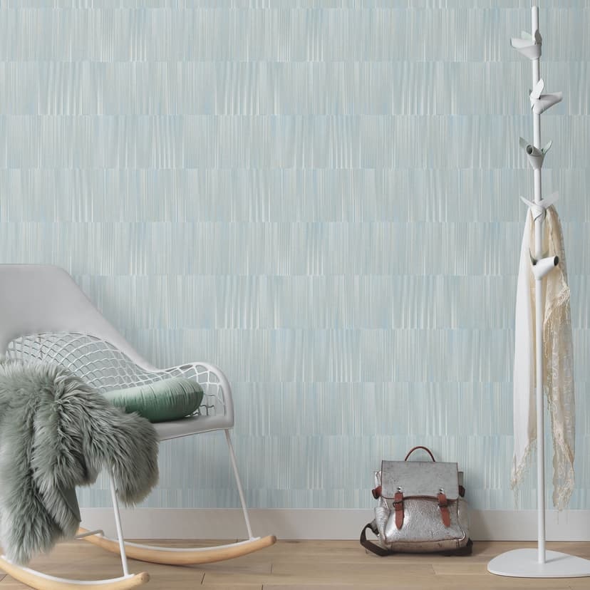 Linjär tapet, texturerad tapet med skal och stick, non-woven tapet Erismann Martinique grön