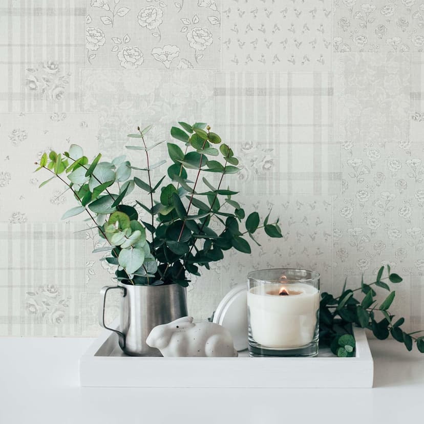 Blommig tapet gråvit - non-woven tapet lantgård A.S. Création - matt och lätt strukturerad