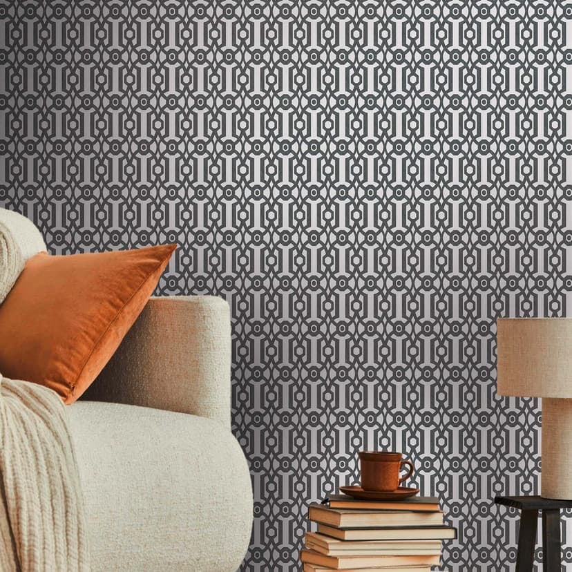 Retro tapet i grafisk stil svart och vitt - vintage grafisk non-woven tapet
