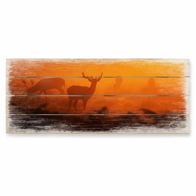 Trätavla Hjort i solnedgången - 100x40 cm