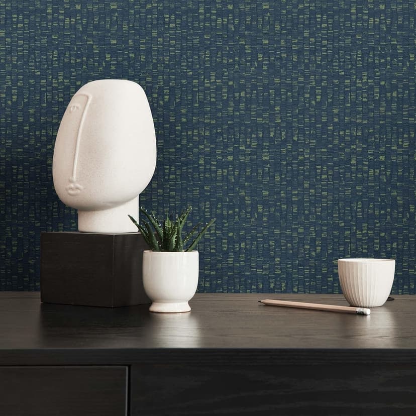 Modern design tapet blågrön - prov non-woven tapet vardagsrum