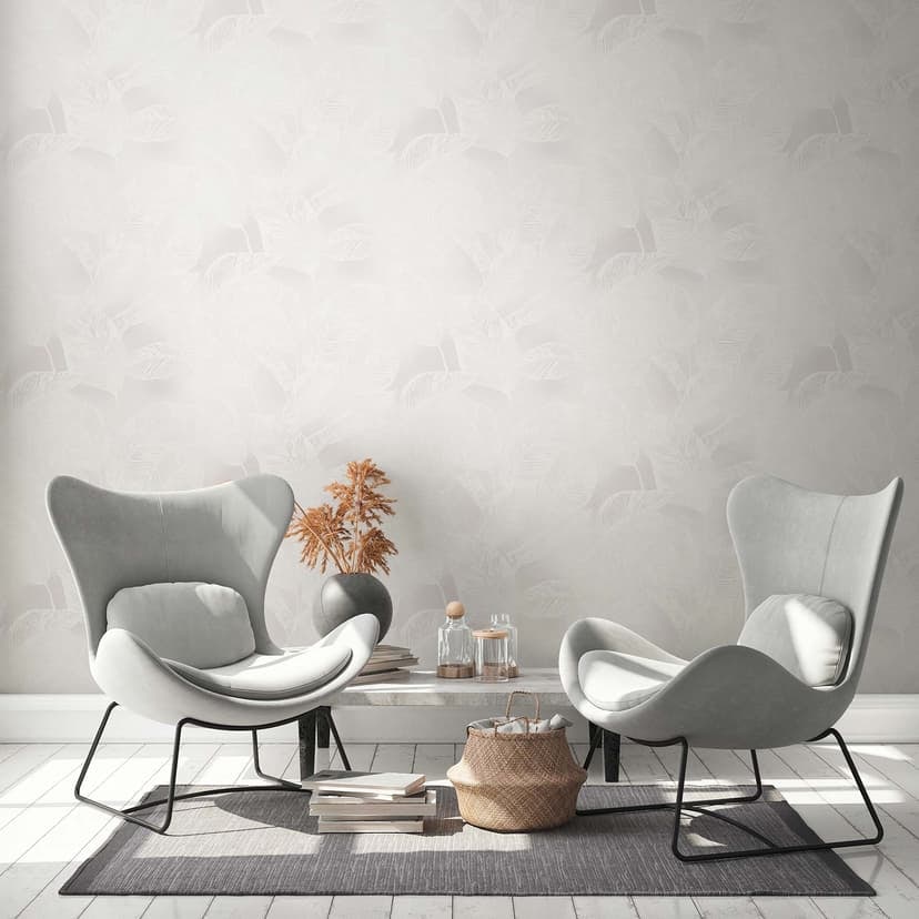 Hållbar tapet med blad - non-woven tapet Floral av A.S. Création Grey White Nature 386632