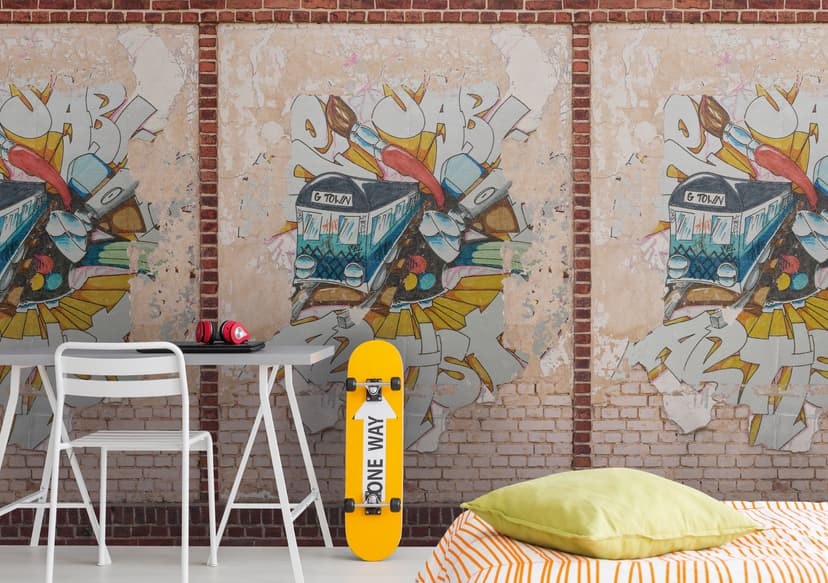 Graffiti brun beige - Fototapet i non-woven Industrial Livingwalls - matt och slät
