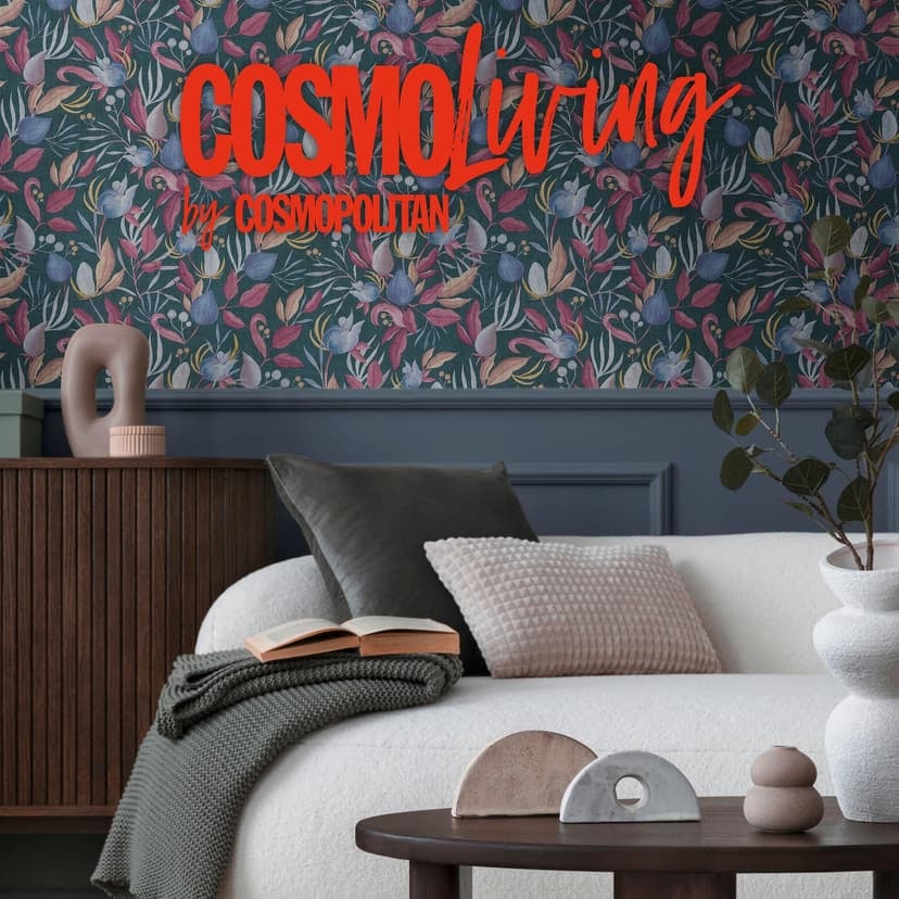 COSMOPOLITAN tapet blad design blå röd - modern Icke-vävd tapet designer