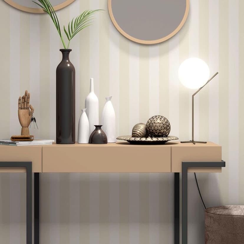 PVC-fri non-woven tapet med ränder och metallic-effekt i guld
