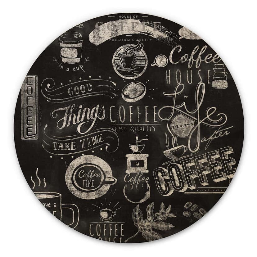 Trätavla World of Coffee - Rund