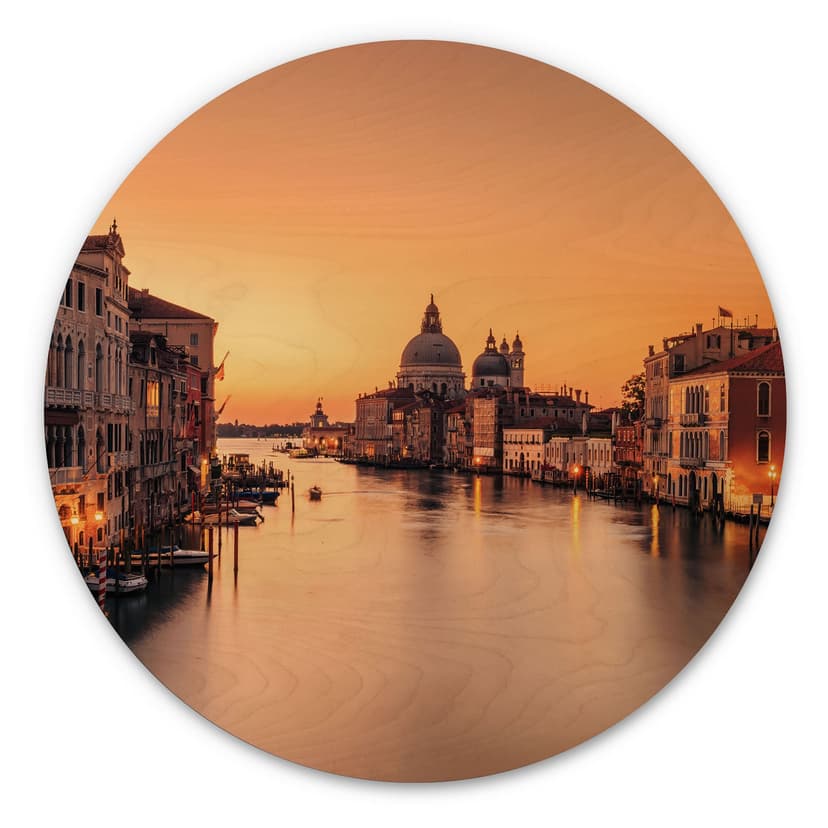 Trätavla solnedgång i Venedig - Zhang - Round