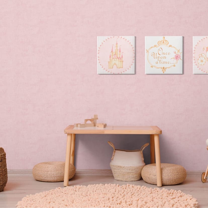 Enfärgad tapet plantskola rosa flicka - enfärgad tapet mjuk matt