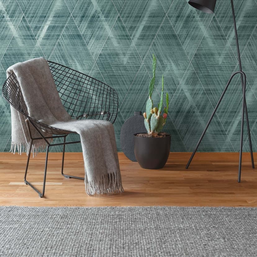 Tapet grafisk Prov grön geometrisk non-woven tapet för vardagsrum, kök