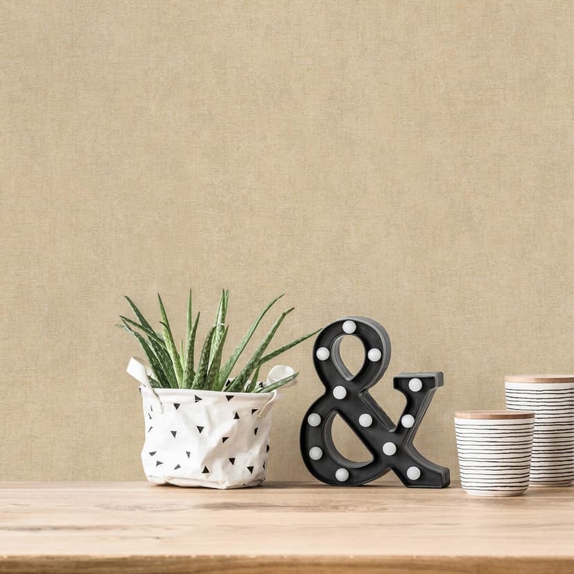 A.S. Création enfärgad tapet #Hygge non-woven tapet slät beige gul