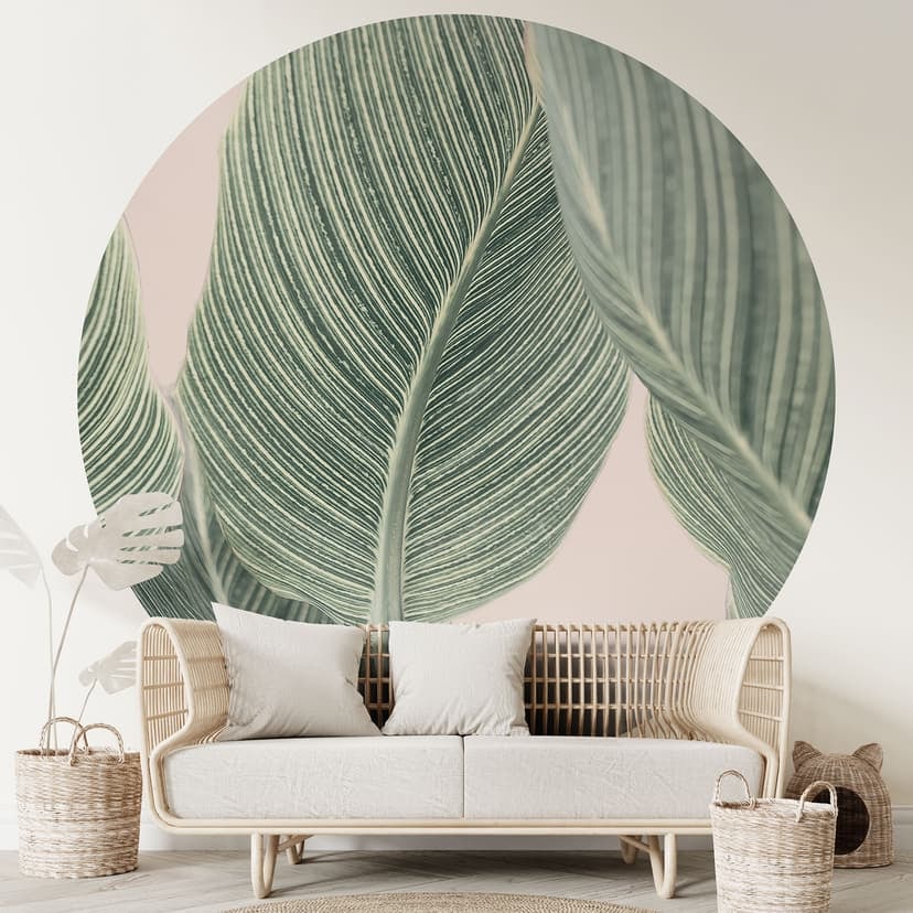 Calathea växtfototapet - Sisi & Seb - Rund - non-woven tapet/självhäftande non-woven tapet