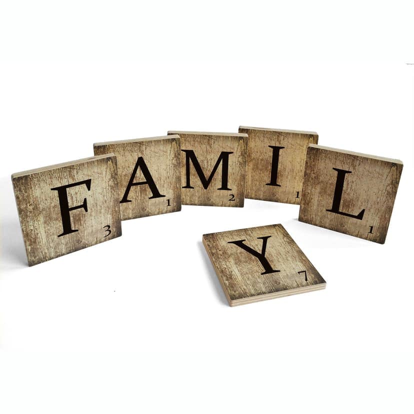 Bokstäver av trä Familj - Vintage