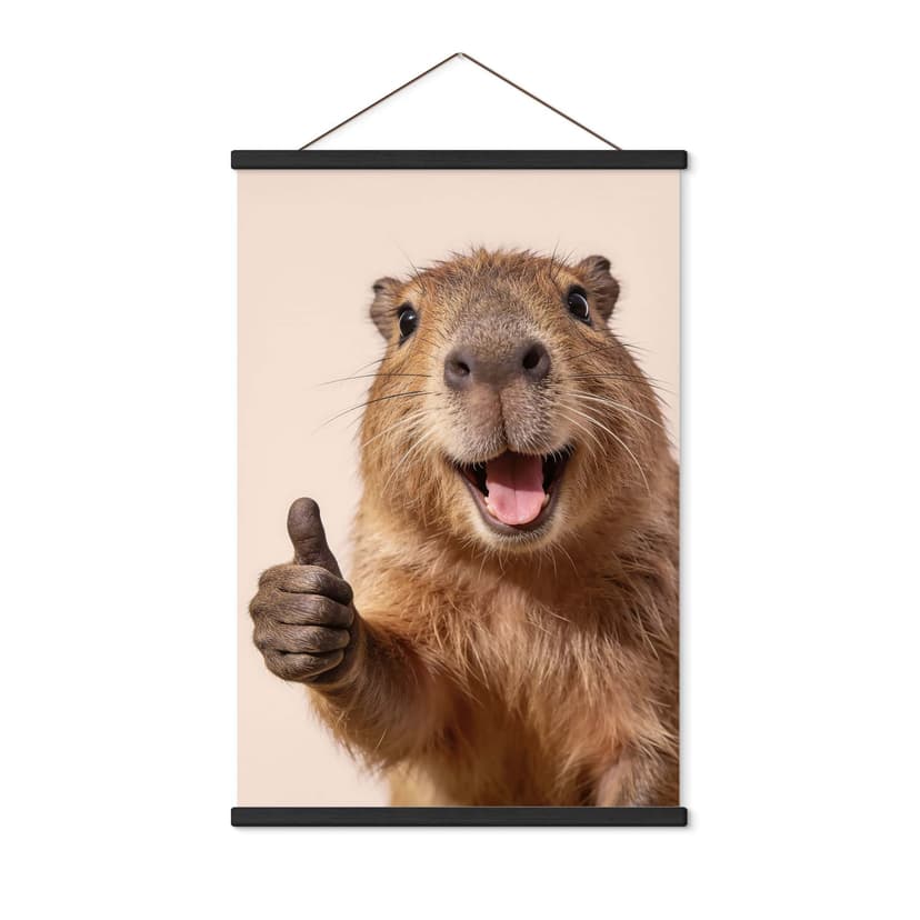Glad Capybara Textil poster med tummen upp