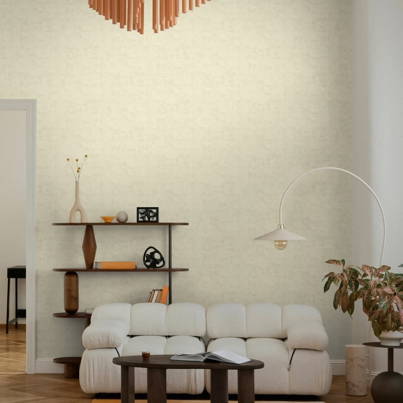 Elegant non-woven tapet - fint randmönster i naturtoner & greige