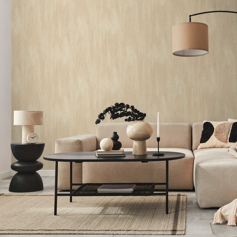 Träeffekttapet i beige - modern Icke-vävd tapet med naturlig struktur