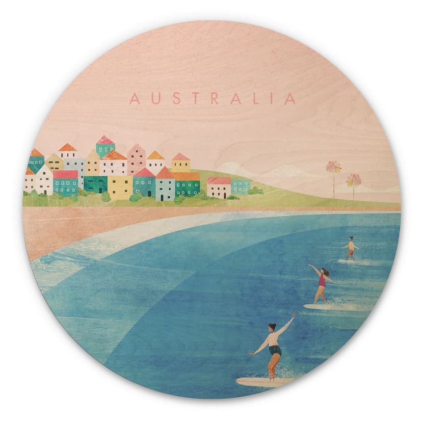 Trätavla Surfing på Australiens kust - Rivers - Rund