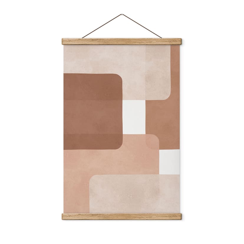 Boho abstraktion Textil poster i beige-brunt - Costa