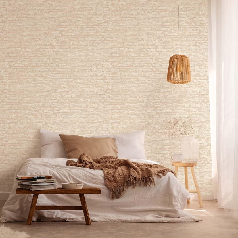 Sten effekt tapet beige vit - non-woven tapet A.S. Création