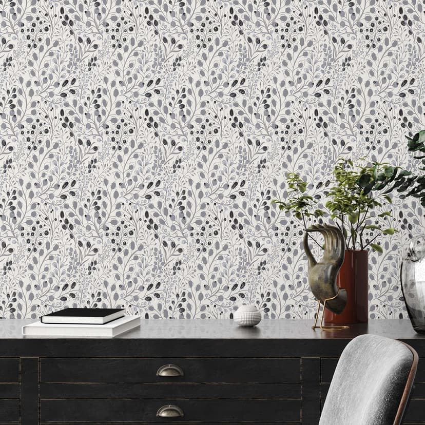 Floral Grey White - non-woven tapet A.S. Création