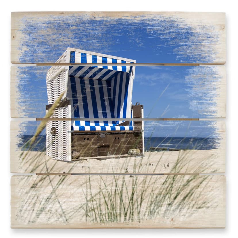 Trätavla strandstol i trä - 40x41,5 cm