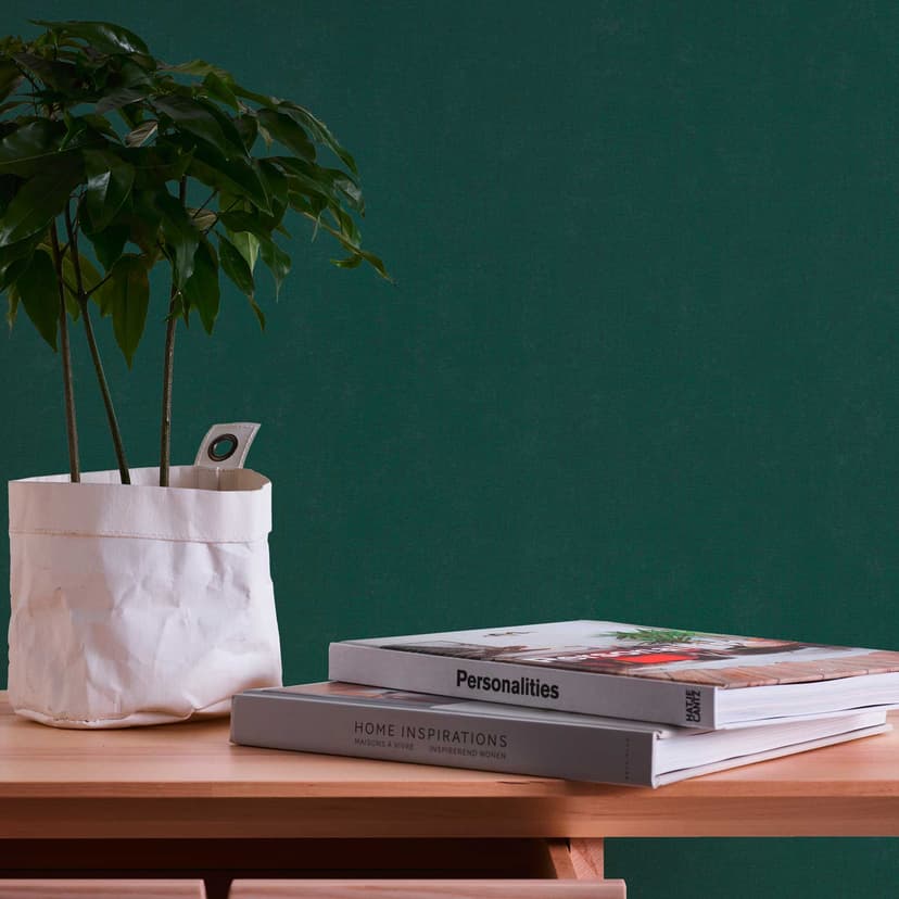 Enkel tapet i grönt med textil look - tapet mörkgrön - non-woven tapet