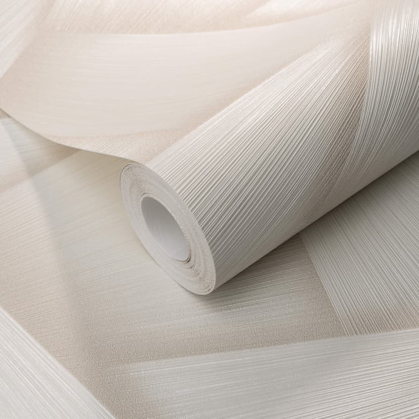 Non-woven tapet med geometriska former och metallic-effekt i cremefärgad kulör