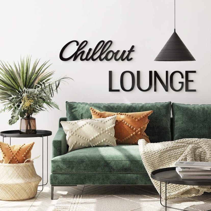 Lettering modern Chillout Lounge dekorativa bokstäver av akrylglas