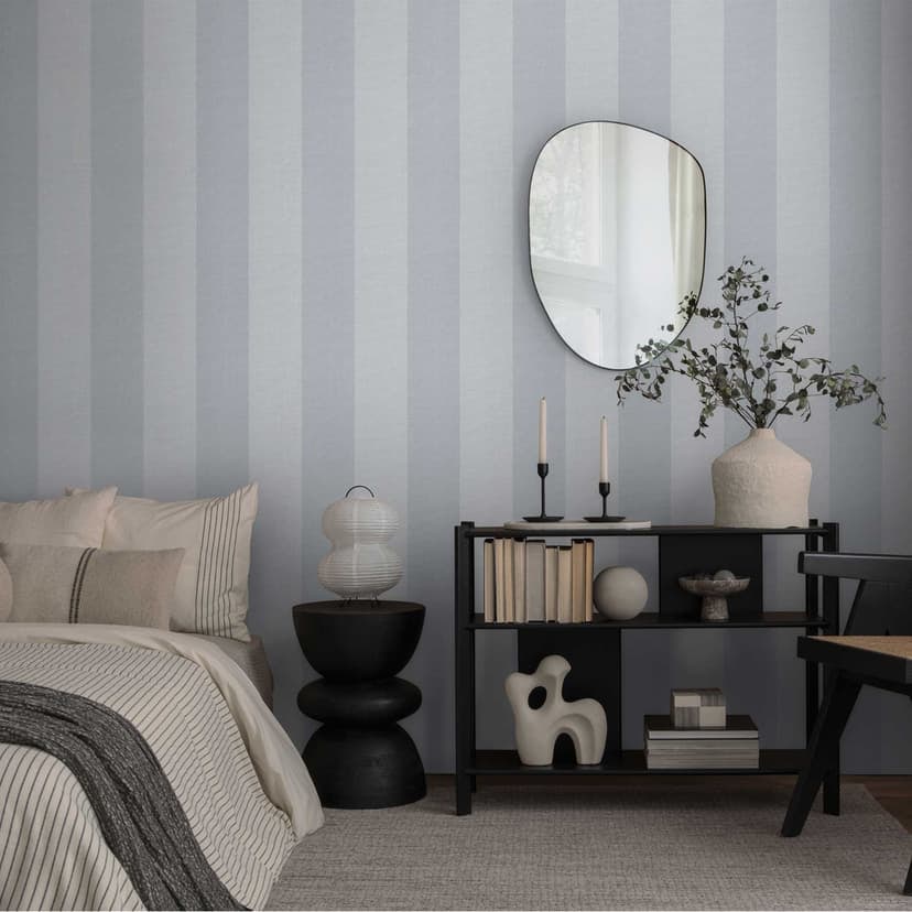 Randig tapet mellangrå mörkgrå - Icke-vävd tapet med struktur modern & elegant