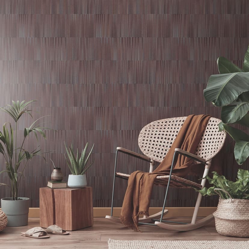 Linjär tapet, strukturerad tapet med skal och stick, non-woven tapet Erismann Martinique brun