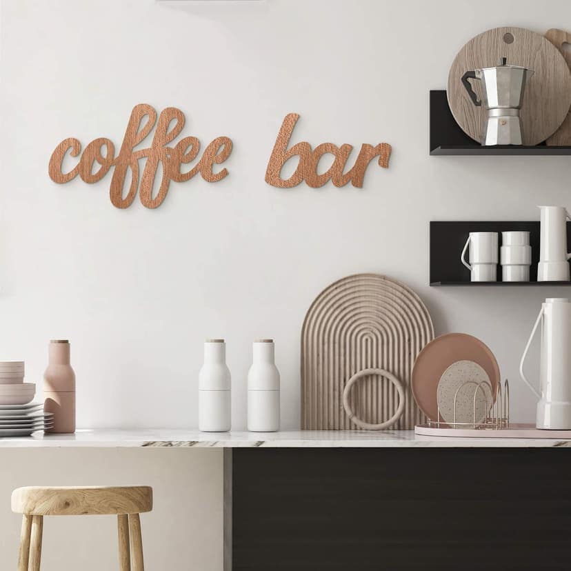 Väggdekorationer i trä - 3D-bokstäver för köket - Kaffebar - mahognyträ