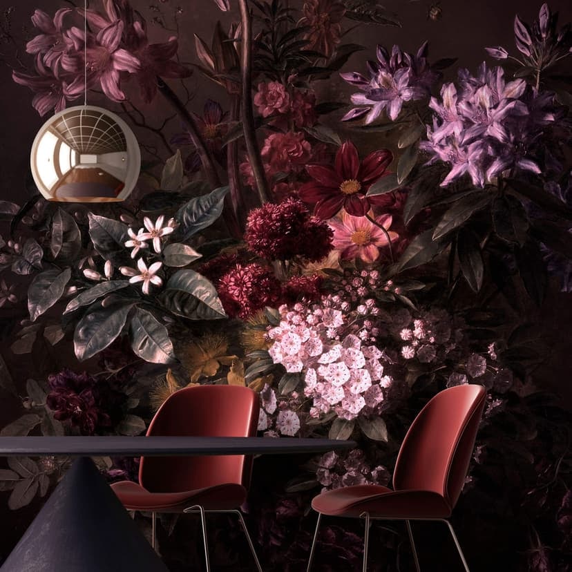 Livingwalls Fototapet Väggar av Patel bukett noir 1