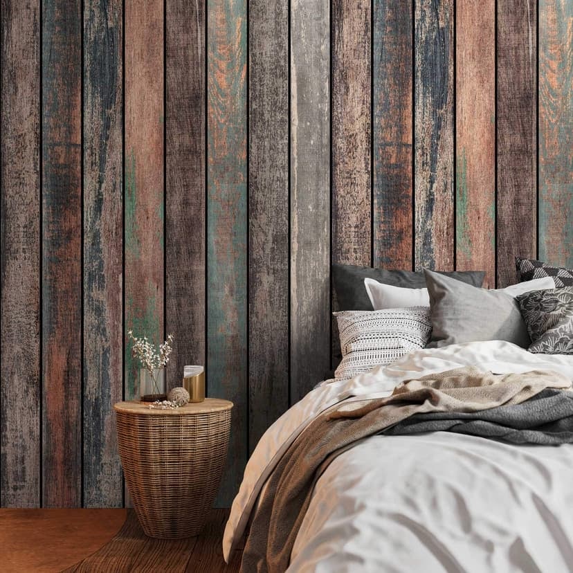 Tapet i trälook i vintagestil - non-woven tapet träribbor - rustik Fototapet