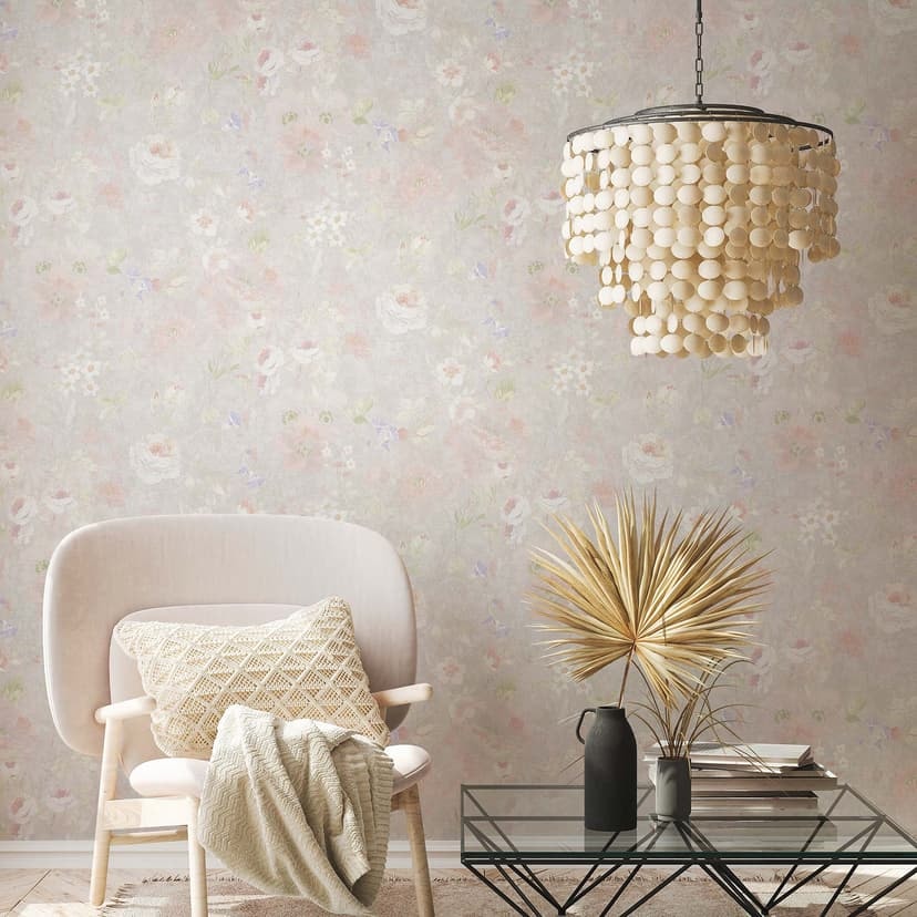 Romantisk blommig tapet PVC-fri - non-woven tapet Floral av A.S. Création Grå Färgad 386364