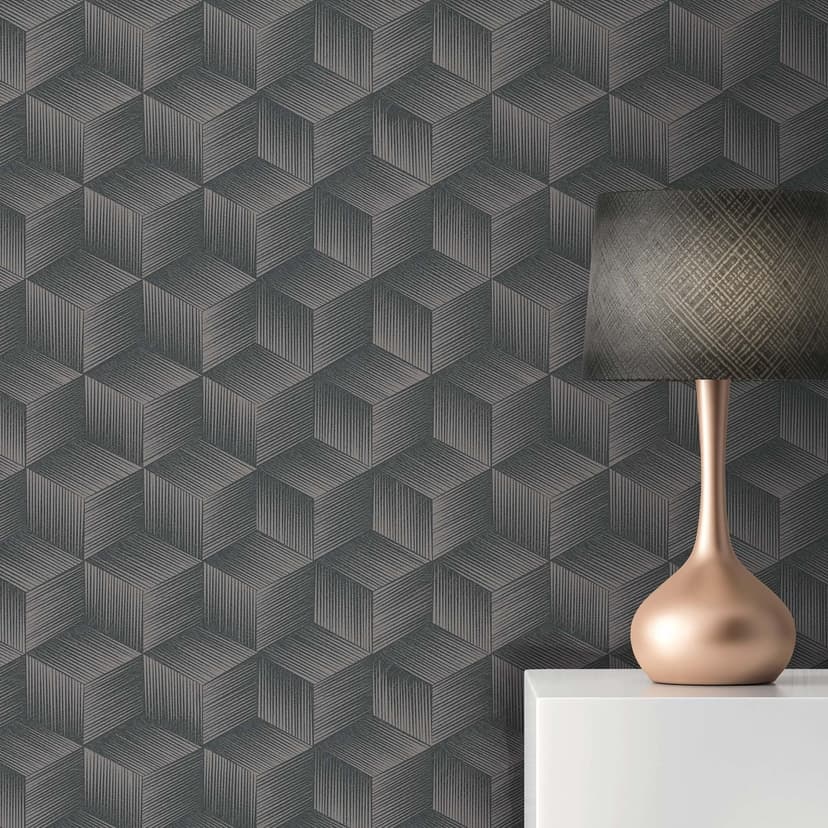 3D tapet hållbar - non-woven tapetgrafik av A.S. Création svartgrå 385064