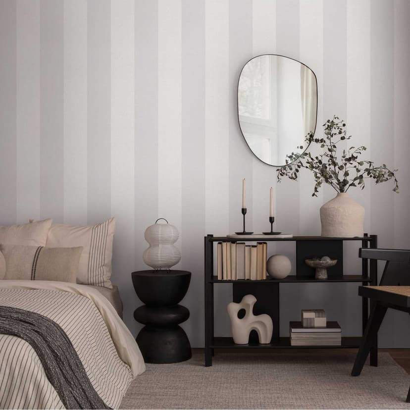 Randig tapet silvergrå vitgrå - Icke-vävd tapet med struktur elegant & modern