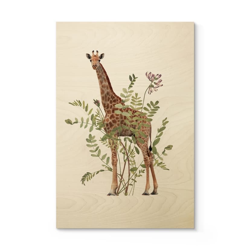 Träposter med blommig giraff - Frida Floral Studio