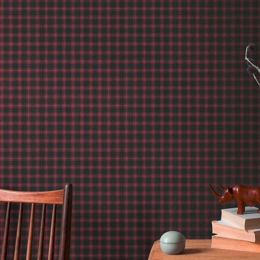 Vintage rutig tapet röd svart - retro rutig mönster tapet - non-woven tapet modern