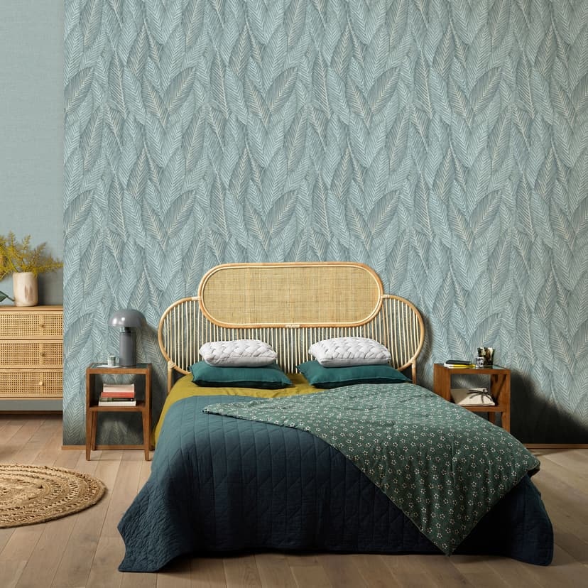 Erismann Martinique bladtapet, mönstrad tapet, non-woven tapet grön