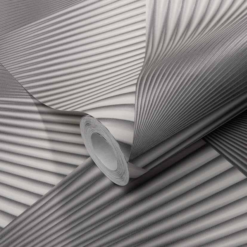 Non-woven tapet med grafiska prover och metallic-effekt i silver