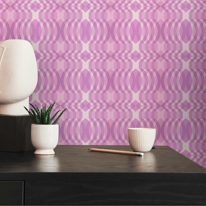 Geometrisk non-woven tapet lila grädde - grafisk tapet i retrostil - tapet med vintagemönster