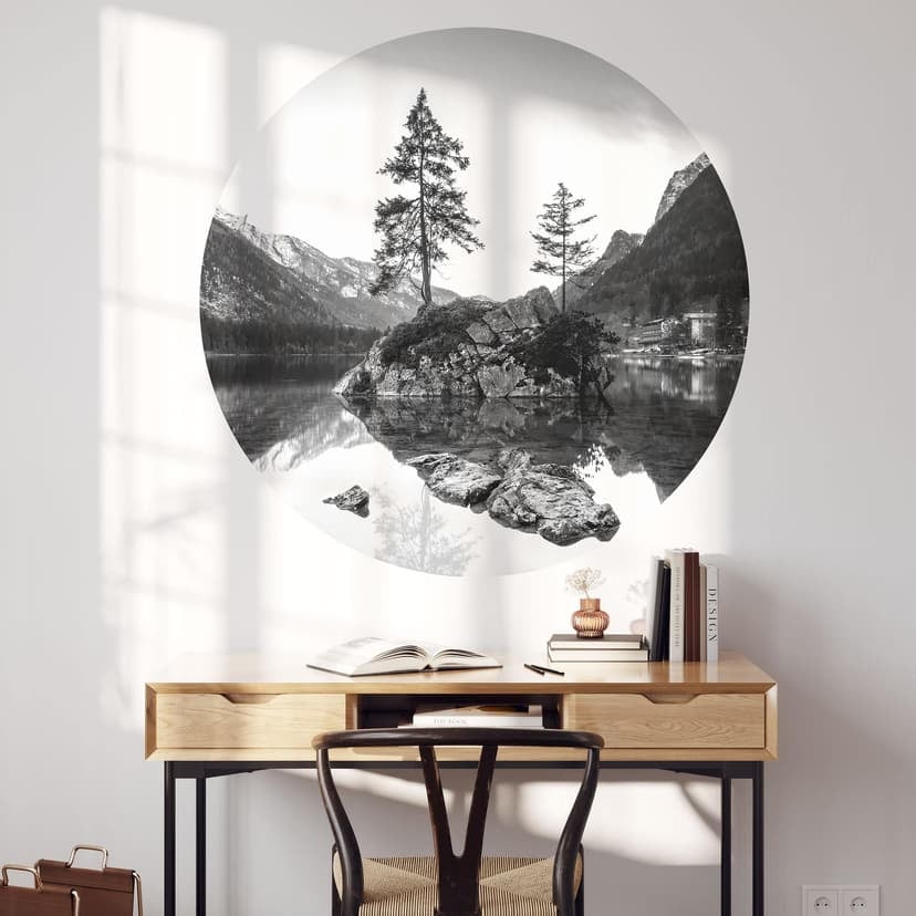 Wallsticker Pittoreskt landskap med kristallklar bergssjö - Hintersee - Rund