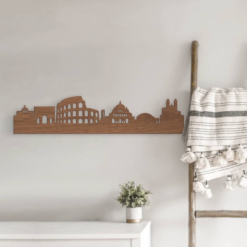 Träkonst mahognyfaner - Roms skyline
