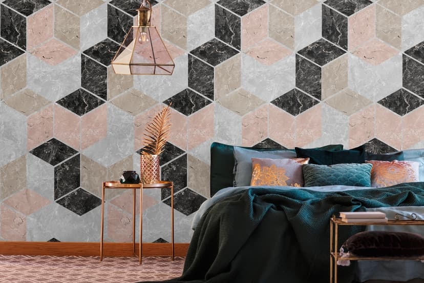 Grafisk fototapet med grå beige - non-woven Fototapet konst Livingwalls - matt och slät