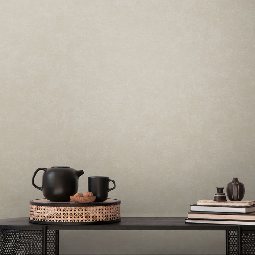 Slät tapet grå beige - monokrom modern non-woven tapet för kök