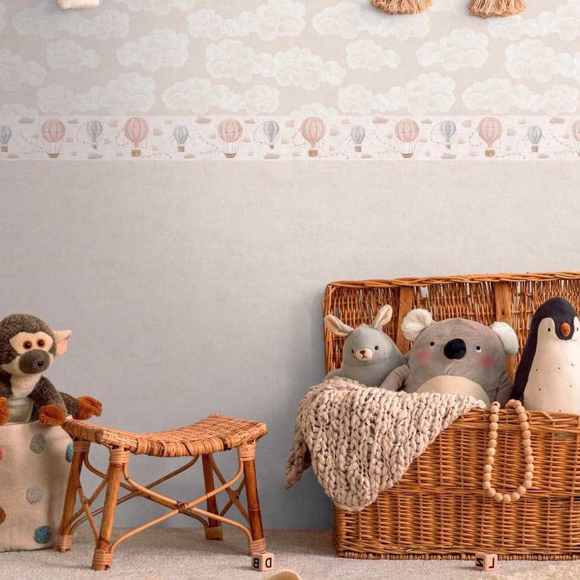 Moln tapet beige vit - barnkammartapet med molnmotiv