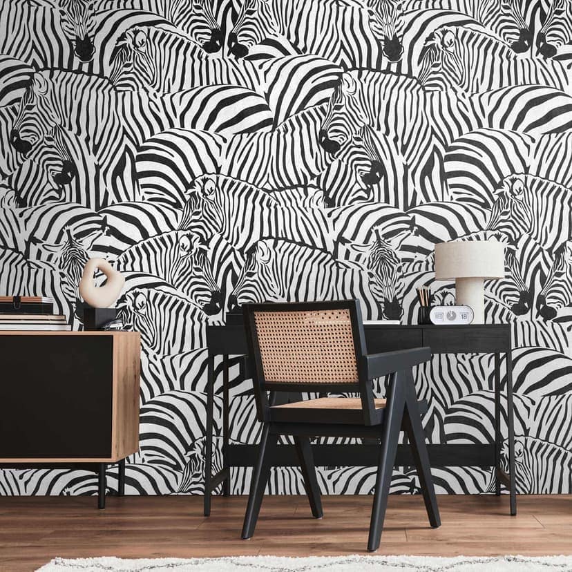 Zebra tapet svartvitt - non-woven tapet djurmönster för vardagsrum och sovrum